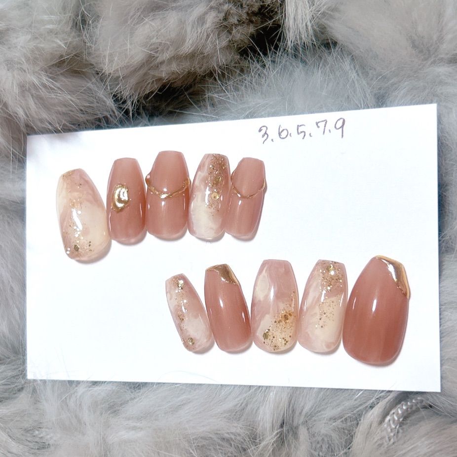 No.339 ネイルチップ オレンジ キラキラ ちゅるん 星 秋 ハロウィン No