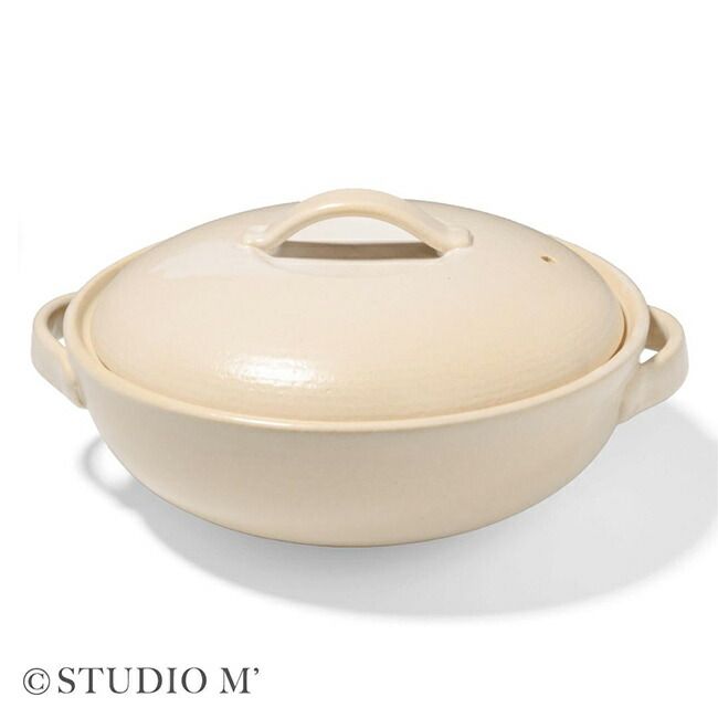 黒 102852 studio m’ スタジオエム レユニール 9号鍋 土鍋 おしゃれ かわいい 結婚祝い レンジ 直火 ガス 対応 9号 鍋 直火 卓上 しゃぶしゃぶ 煮込み 卓上鍋 お鍋 ギフト プレゼント