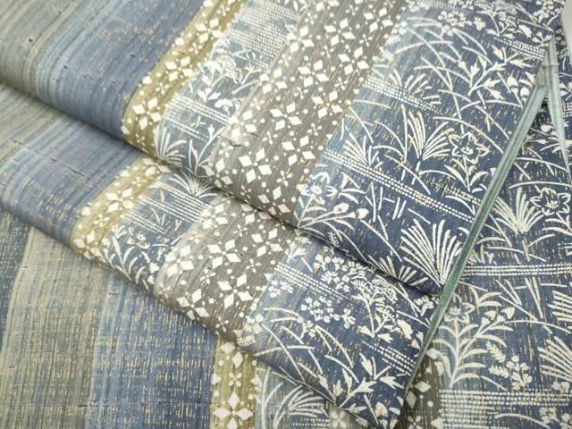 平和屋着物○両面 全通柄袋帯 流水草花間道 正絹 逸品 DAAV9175ob