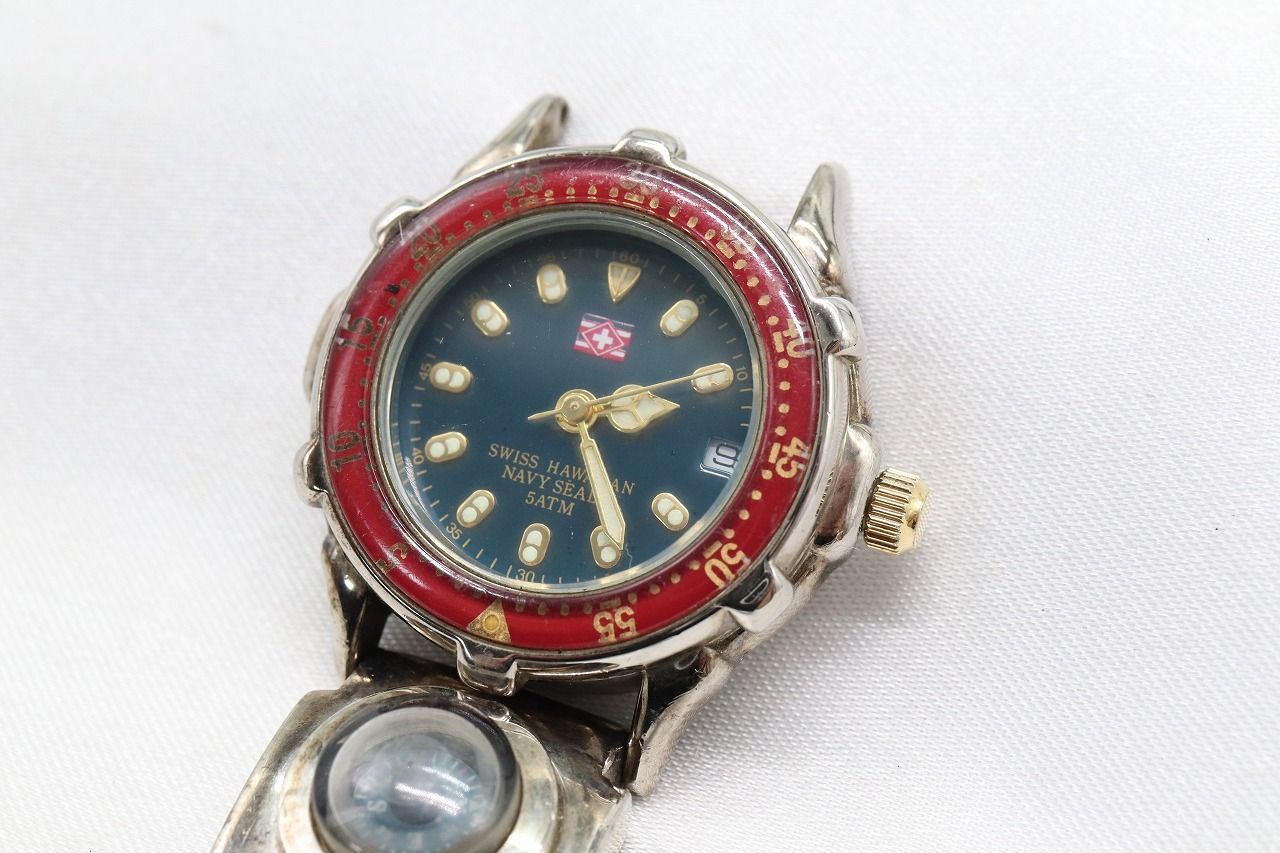 【W144-46】動作品 スイスハワイアン 方位磁石付き 腕時計 フェイスのみ