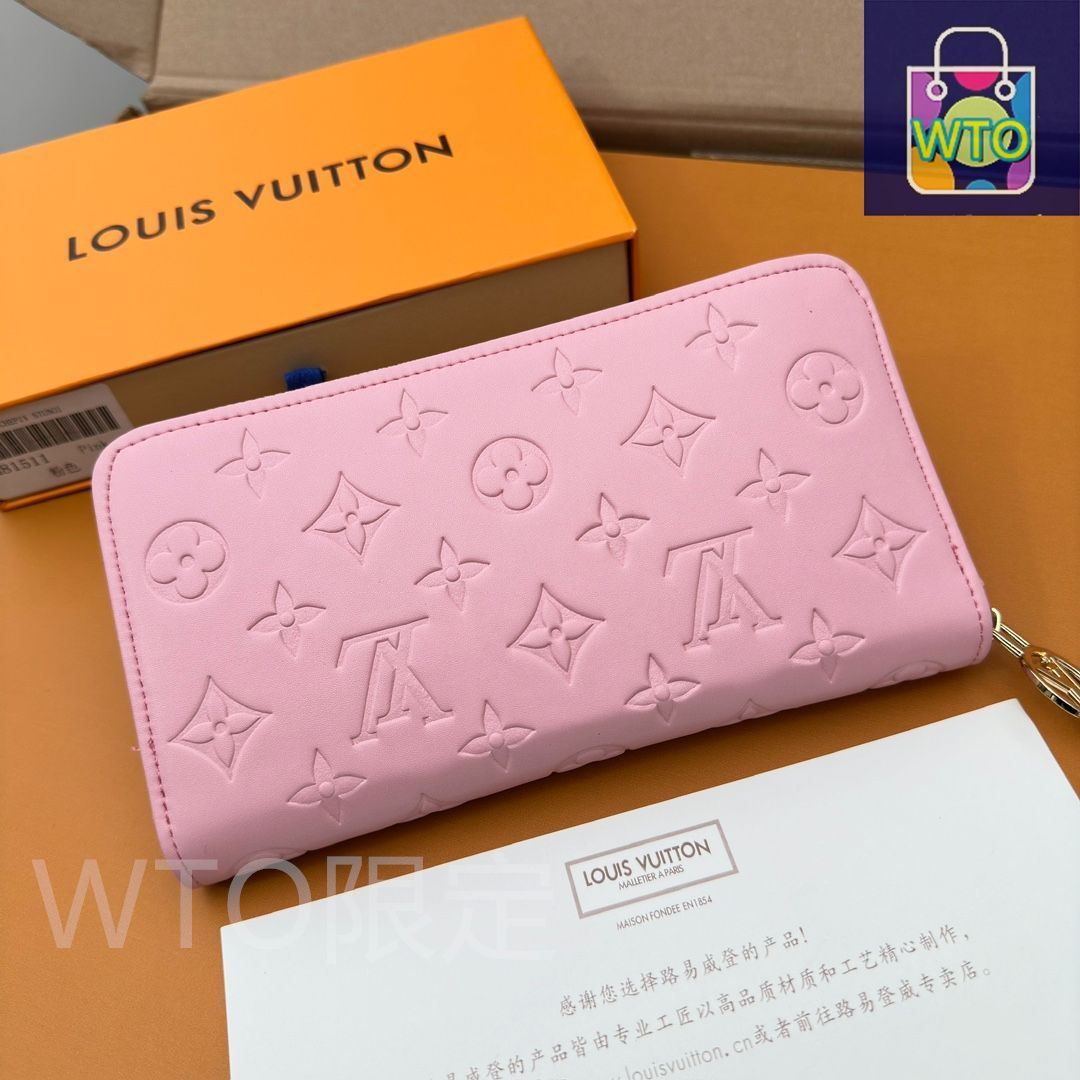 未使用 ルイ・ヴィトン エンボス加工 長財布 LVルイ・ヴィトン/財布はパッドMonogramエンボス模様の小羊の皮