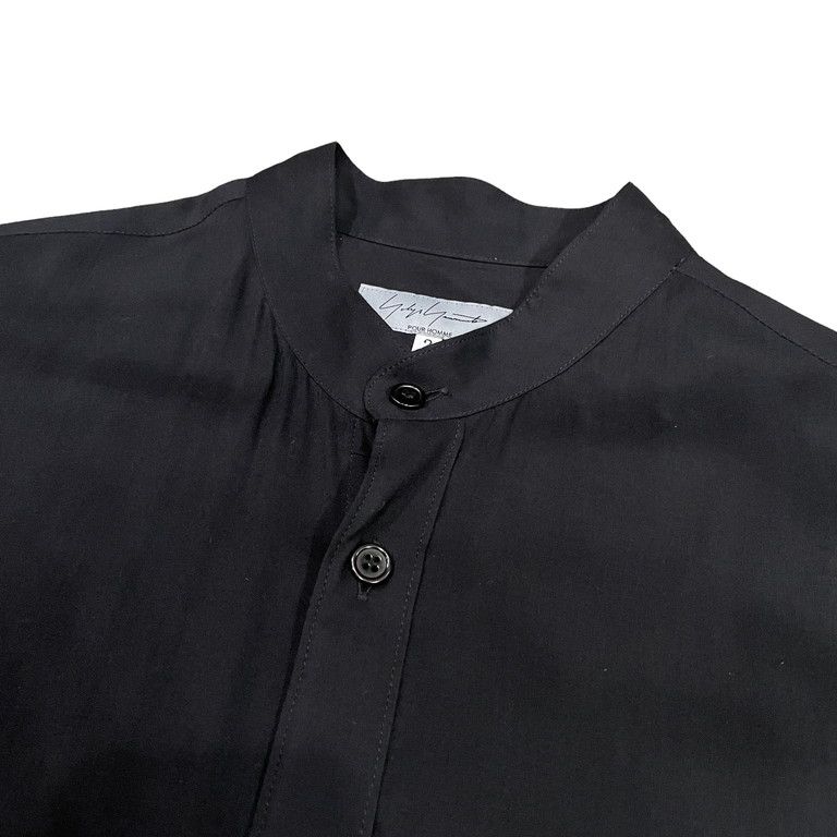 yohji yamamoto POUR HOMME / セルローススタンドカラーアシンメトリーシャツ/2/21AW/// Yohji Yamamoto Pour Homme 21AW セルローススタンドカラー
