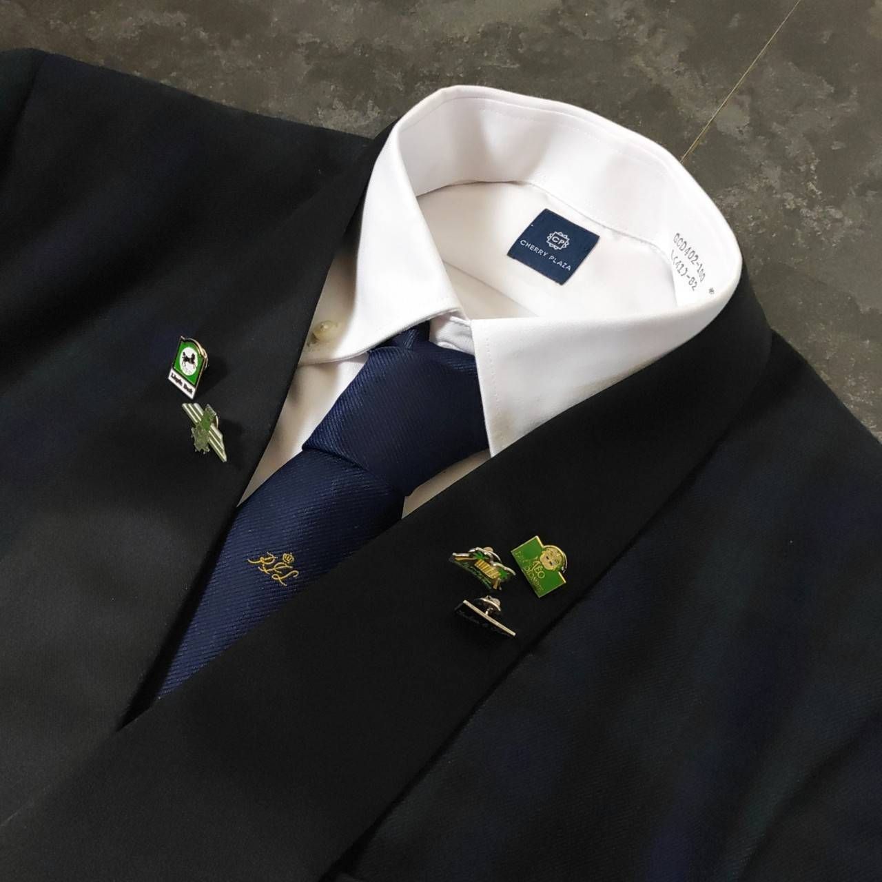 NO.82 【vintage】 セットアップ ダブル ピンズ ネクタイ ブラック