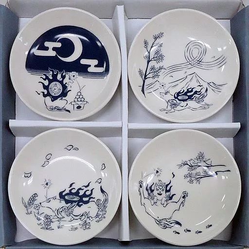 江戸中期 古伊万里 染付 大皿 花鳥風月図 角福銘 直径42㎝