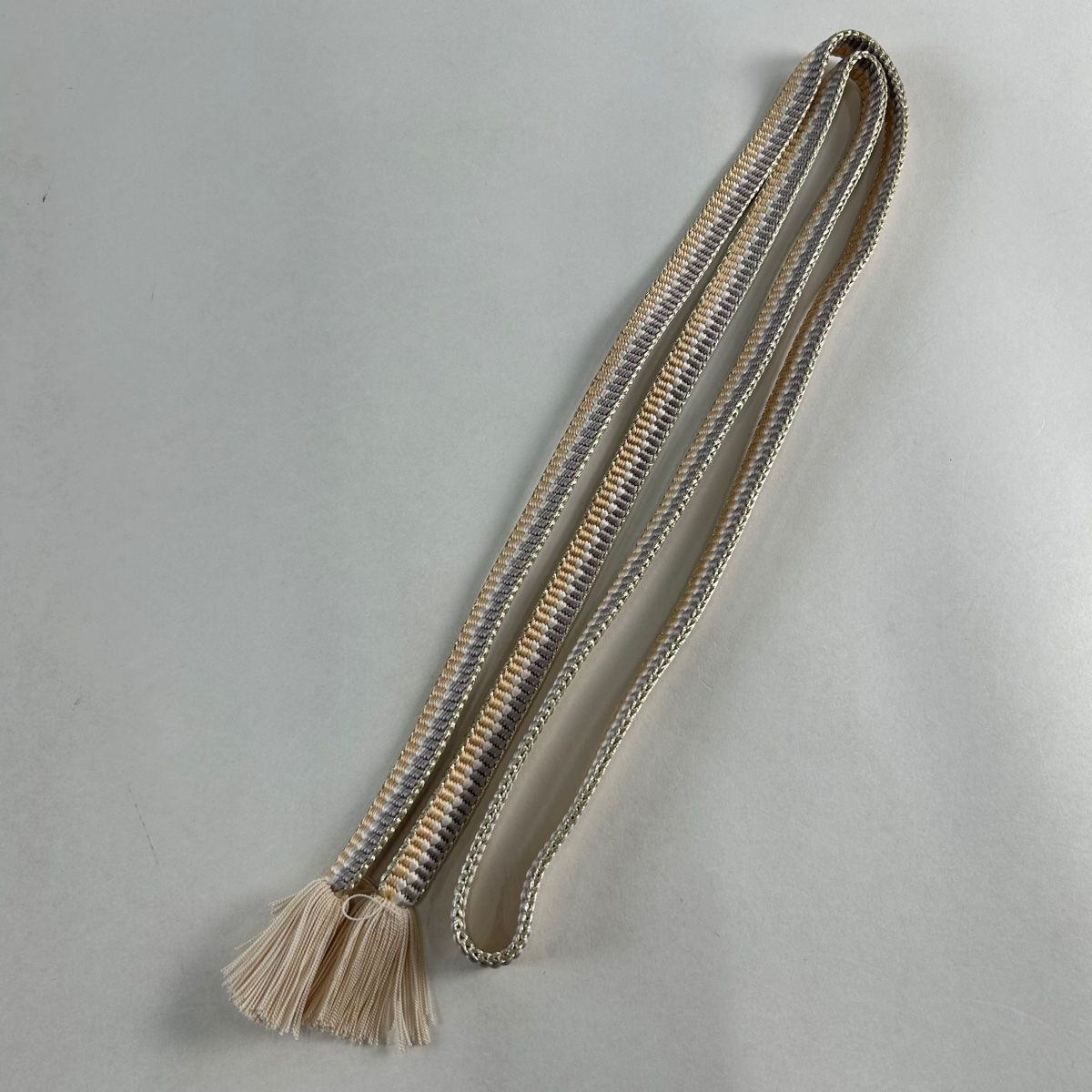 帯締め 優品 金糸 ベージュ 正絹 和装小物