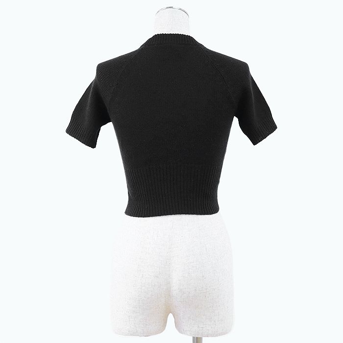 PRADA - 【美品】PRADA プラダ セーター 2020年製 ニット クロップ カシミヤ100% クルーネック ショートスリーブ 半袖 トップス レディース サイズ 36 ブラック 黒 イタリア製 P24Q0Q S192 1UXD 美品】PRADA プラダ セーター 2020年製 ニット クロップ