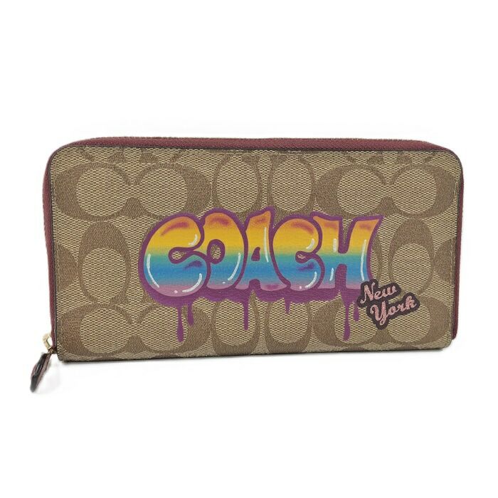 COACH ラウンドファスナー 長財布 PVC ブラウン F36079