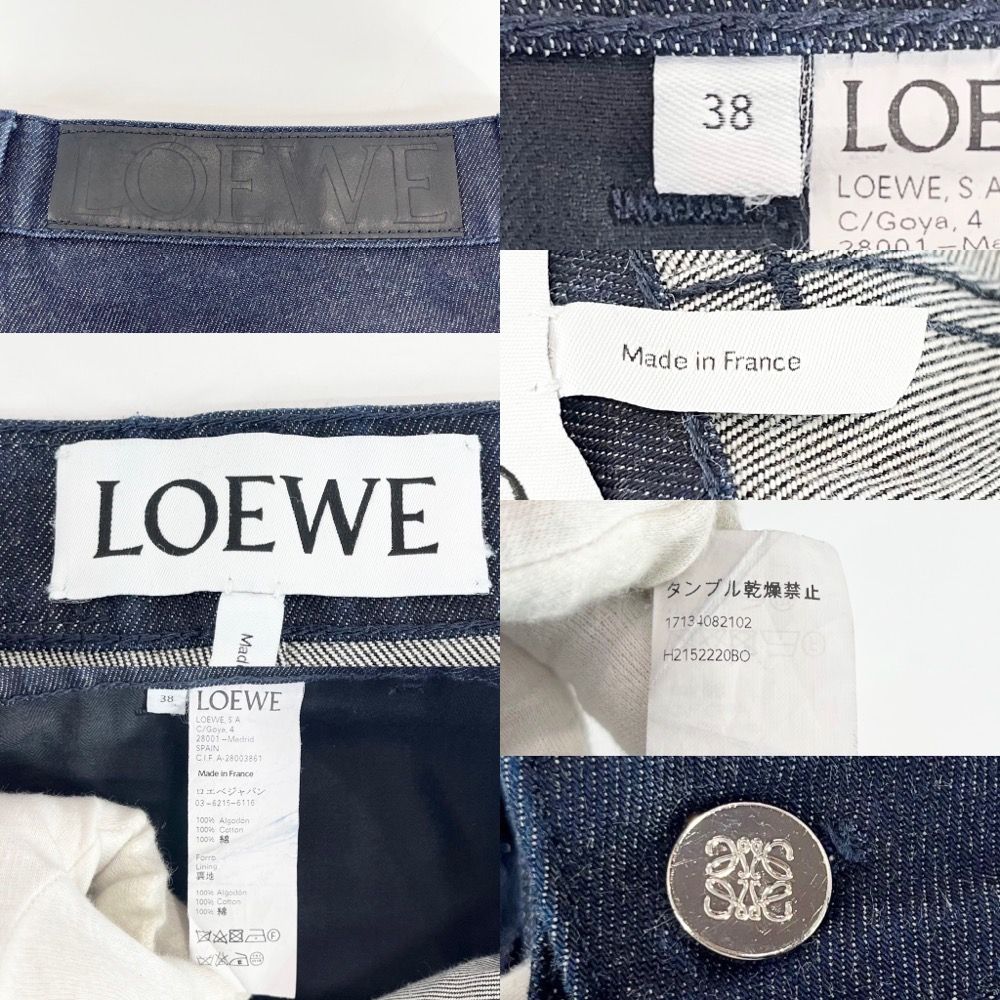 【値下げ中】LOEWE ロエベ デニムパンツ ワイドパンツ ズボン ボトム パンツ 服 アパレル 38 インディゴ シルバー金具 コットン    メンズ 人気 美品【品】