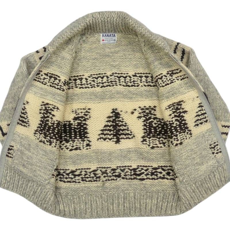 カウチン セーター kanata ニット XL カナダ製 カナタ グレー 鹿