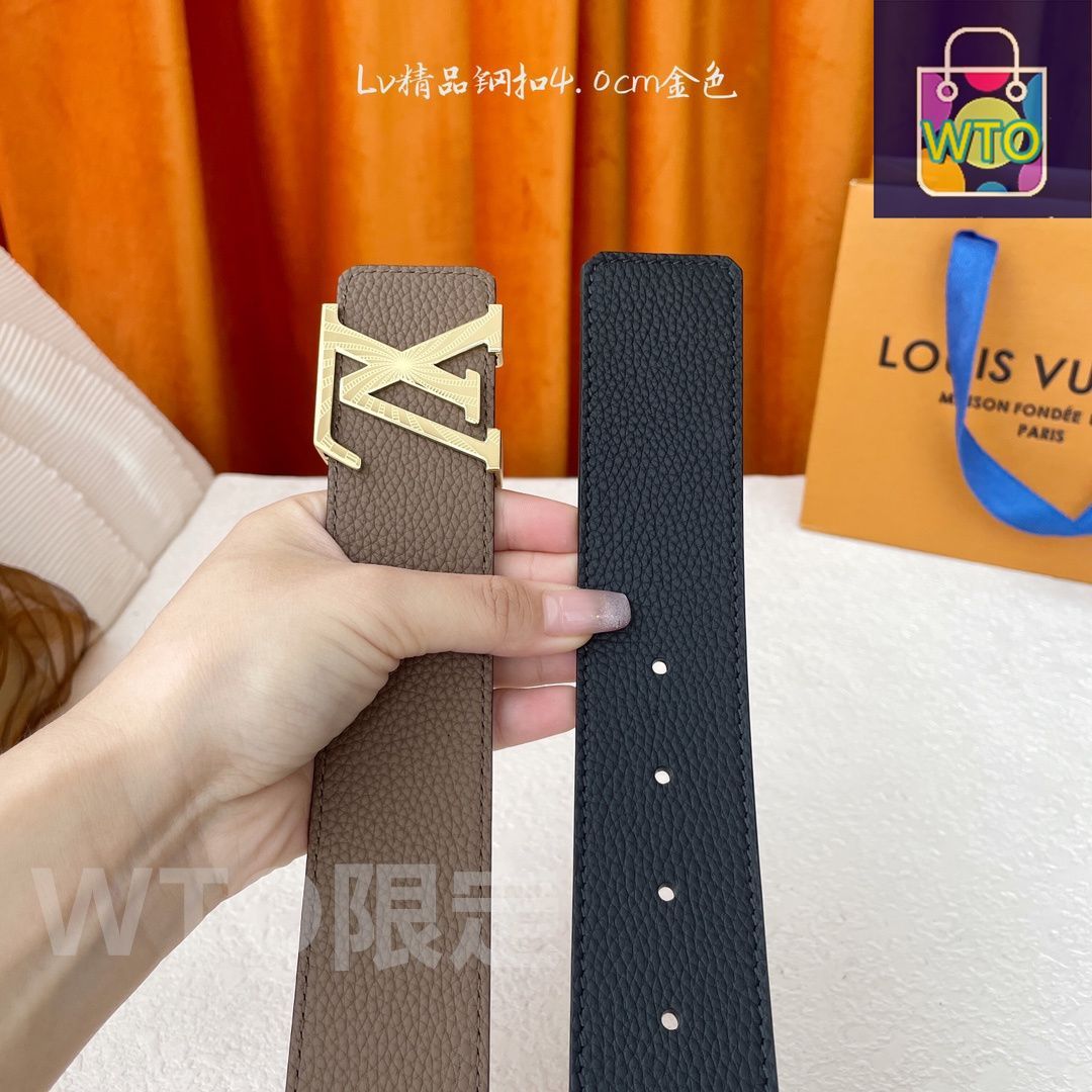今日特価】LOUIS VUITTON Double-sided ライチ柄 レザーベルト