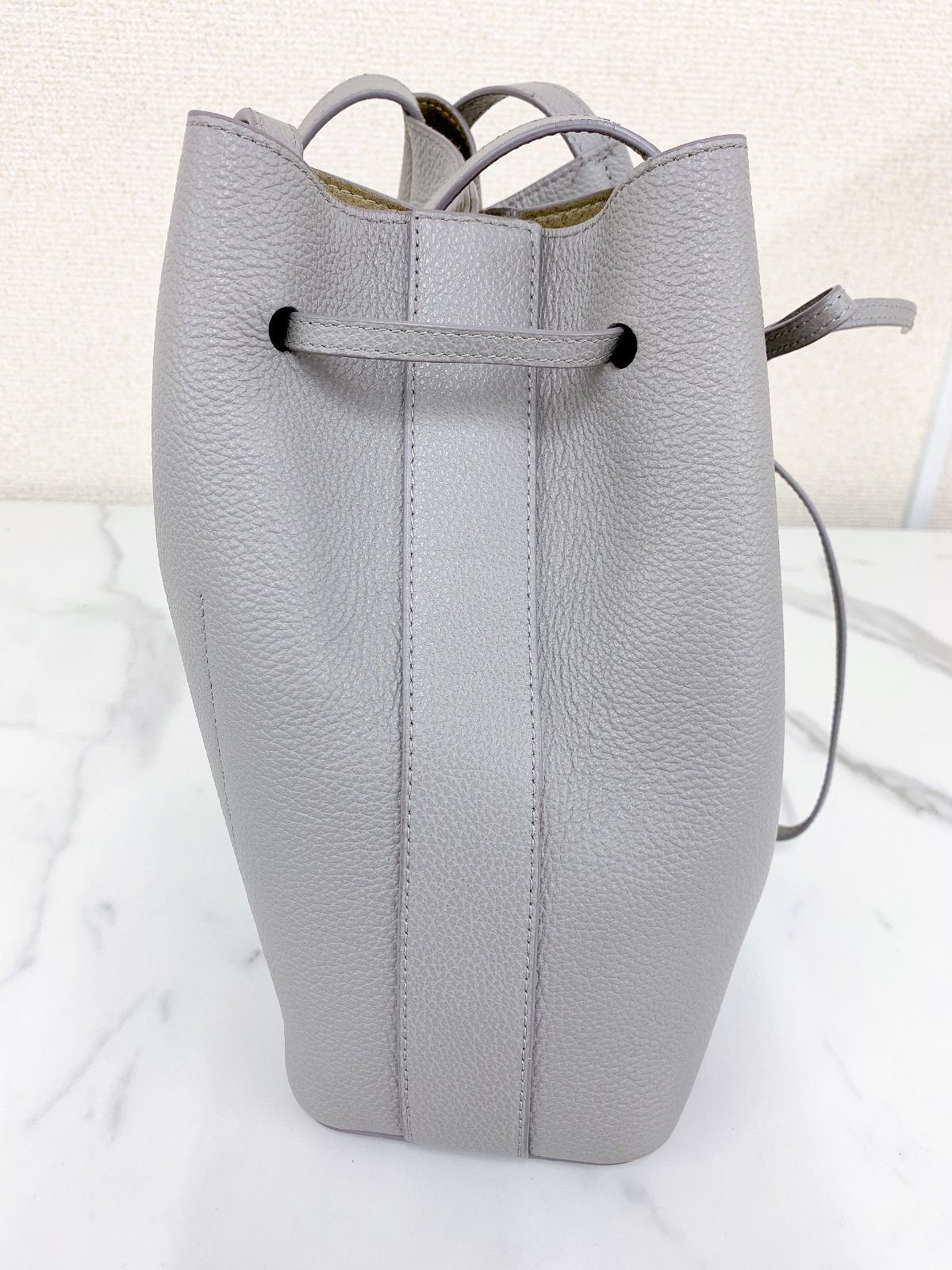 ☆ FURLA フルラ コスタンザ グレー 水色 トートバッグ 巾着バッグ シボ革【バッグ】【2】