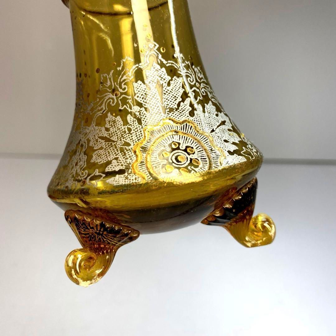 19世紀 ボヘミア金彩グラス 高さ17.5㎝ 東Y6-0329