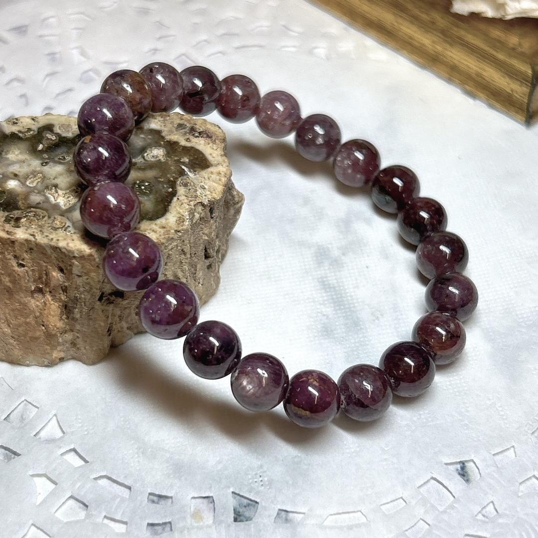 E11049スタールビー＊8.5㎜＊7月の誕生石＊ブレスレット＊Ruby＊