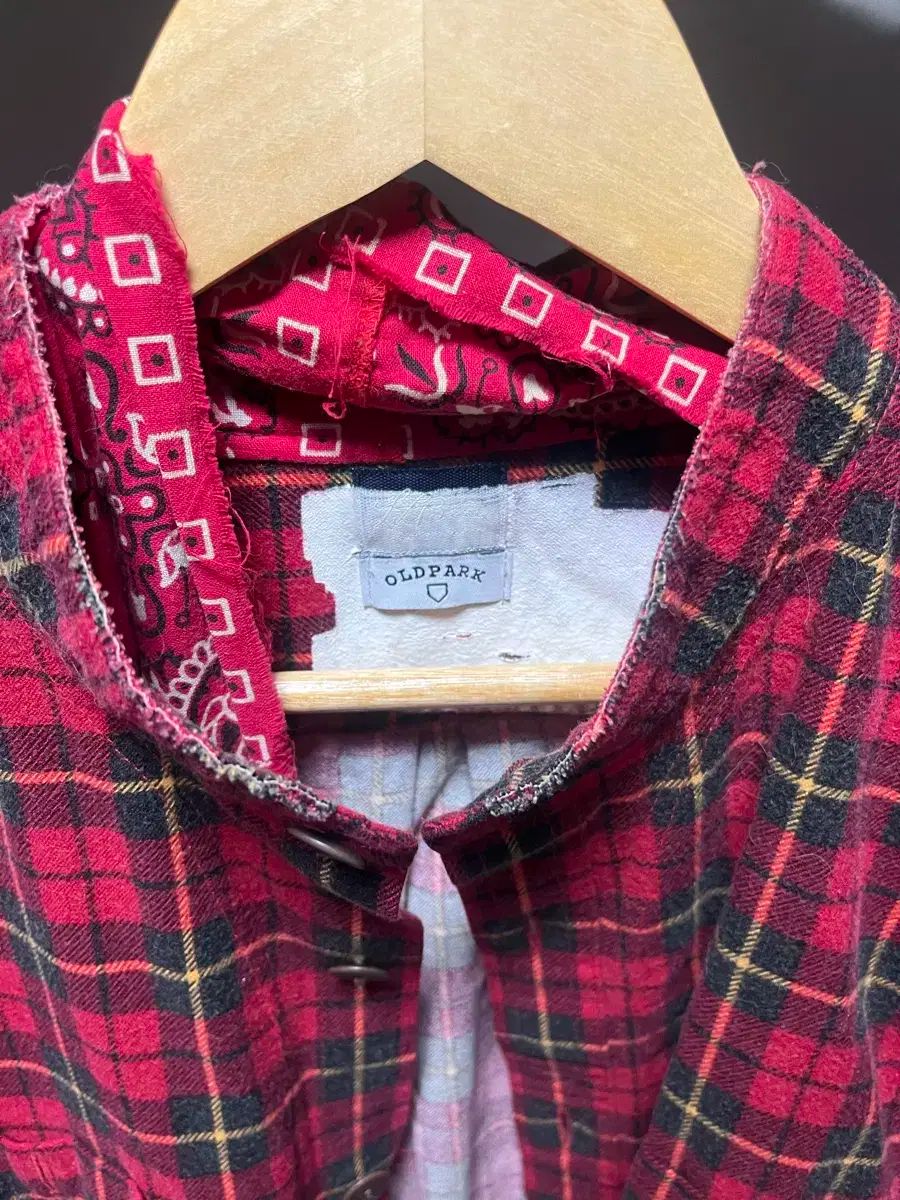 OLD PARK オールドパーク リメイク バンダナ チェック ネル プルオーバー シャツ ジャケット サイズF ブルー系 OLDPARK