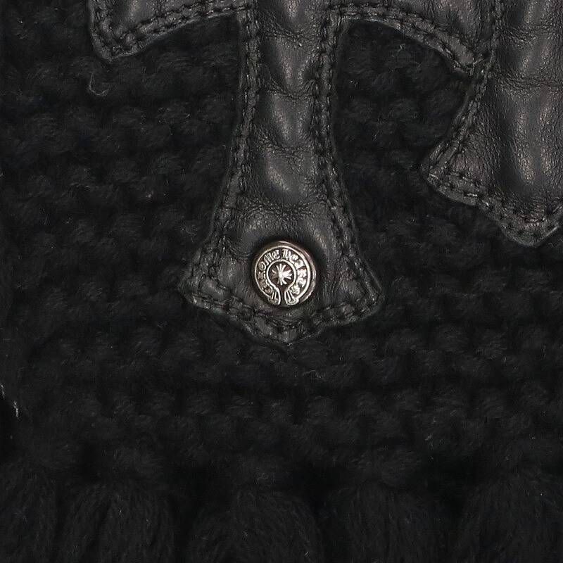 クロムハーツ クロスパッチ付きフリンジストールマフラー メンズ  