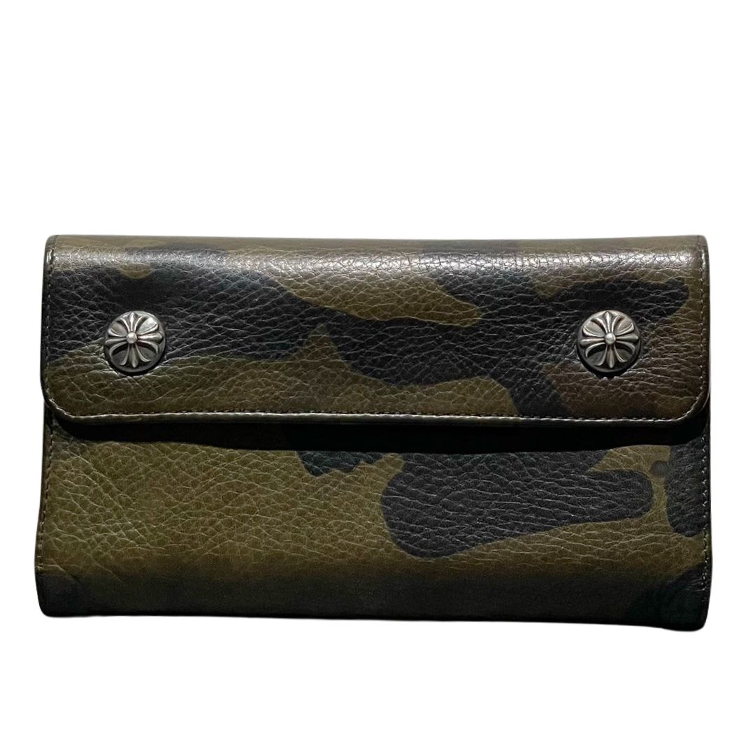 CHROME HEARTS (クロムハーツ) ウェーブ 迷彩 長財布 クロムハーツ CHROME HEARTS 財布 Wave ウェーブ クロスボタン