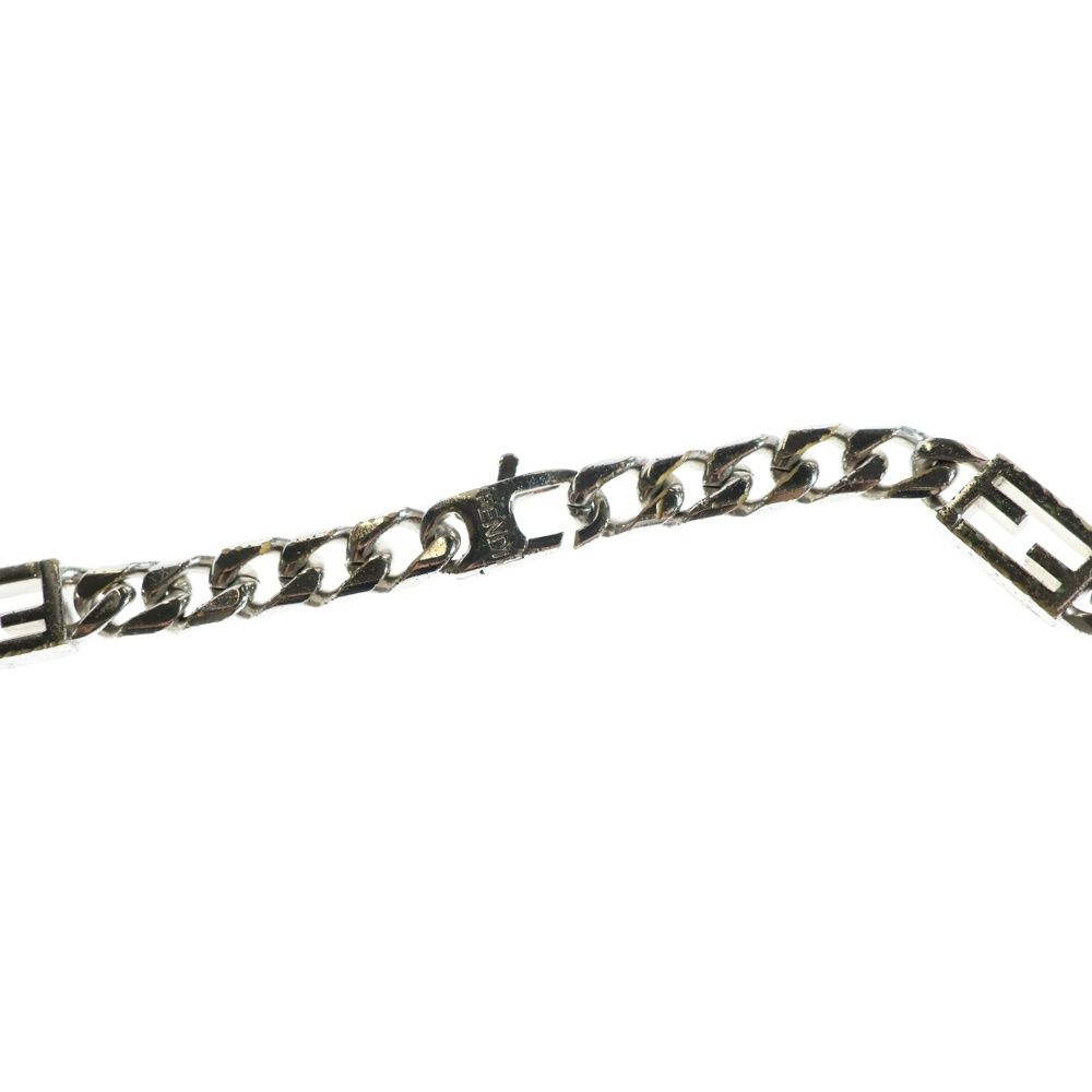 FENDI フェンディ チェーン ネックレス ロゴ プレート シルバー 喜平