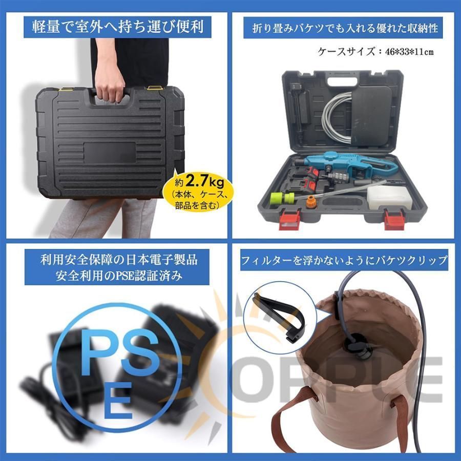 8Mpa 高圧洗浄機 コードレス 充電式 ハンディ 軽量 家庭用 高圧クリーナー 8MPa吐出圧力 3段階調整 強力噴射 水道接続 自吸式 洗車 BRIGHTFACE_UK