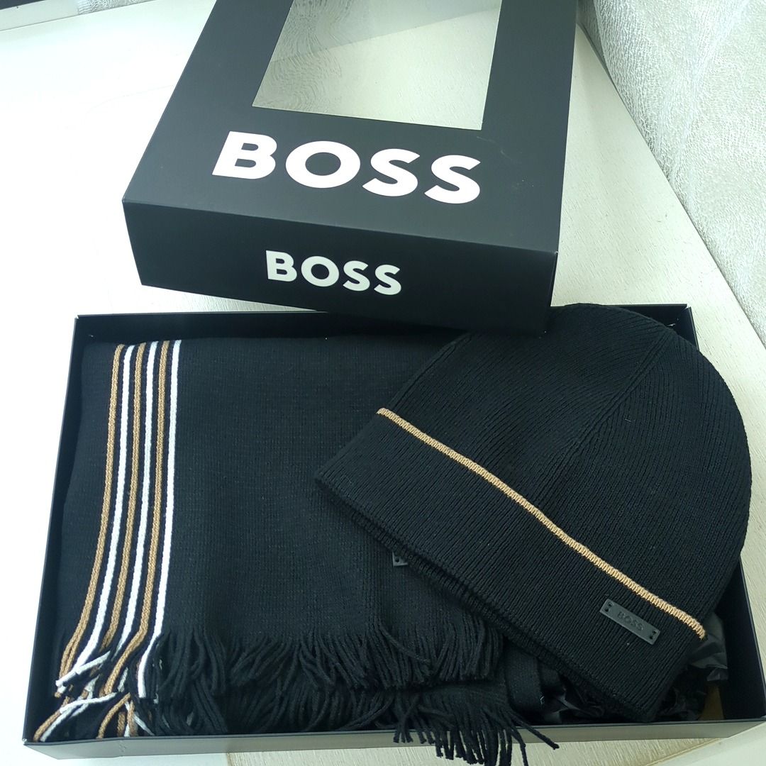 BOSS ボス　ニット帽　マフラー　2点セット　ブラック BOSS ボス ニット帽 マフラー 2点セット ブラック Amazon