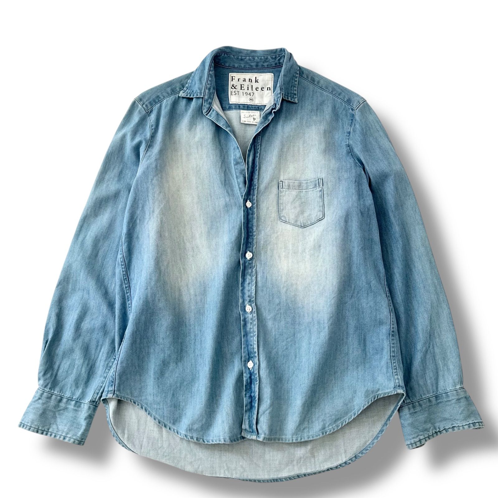 希少Eileen✨フランクアンドアイリーン スキッパーシャツ デニム 水色 S フランクアンドアイリーン EILEEN スキッパー デニムシャツ クラシック