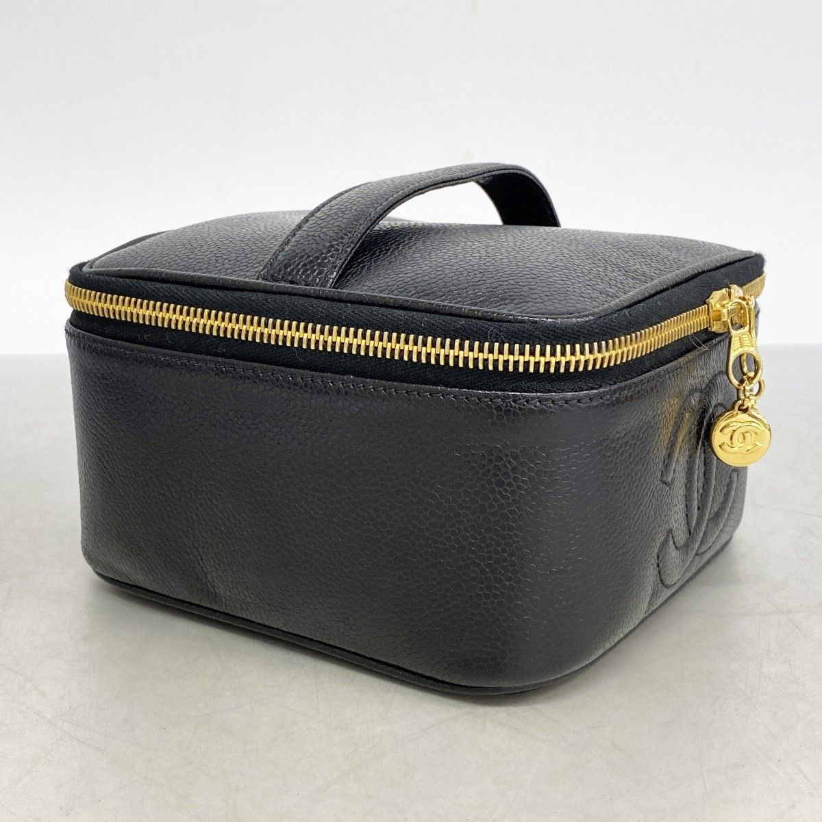 5ha0298-h】シャネル バニティバッグ キャビアスキン ブラック  