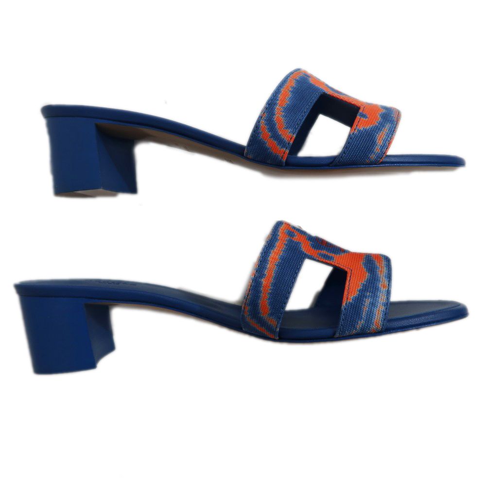 名東】エルメス オアジス サンダル サイズ38 ブルー系 オレンジ