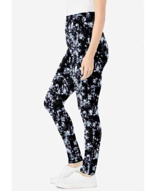 ウーマン ウィズイン レディース レギンス ボトムス Women s Within Stretch Cotton Printed Legging Black white tie dye