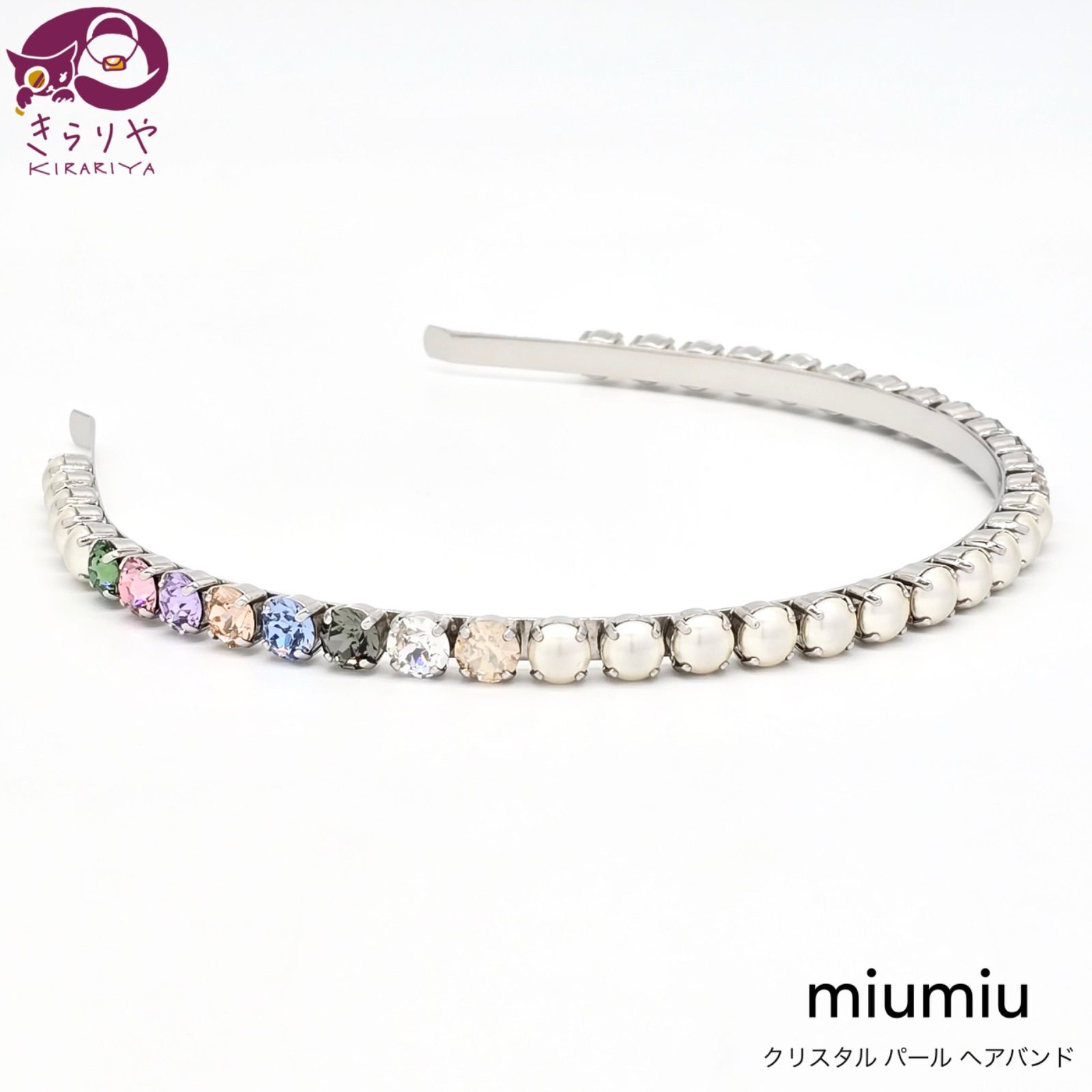 miumiu クリスタル＆パールカチューシャ ヘッドバンド