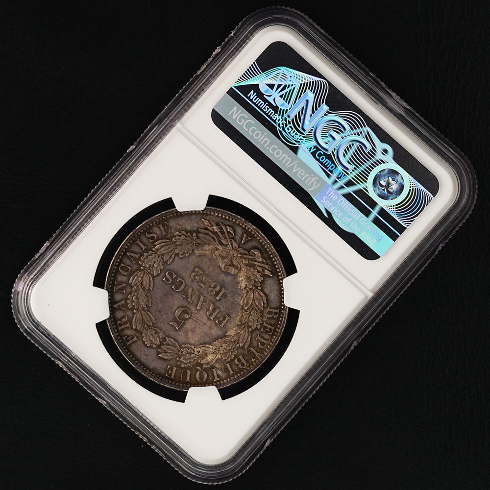 1852年　ナポレオンⅢ　５フラン　銀貨　無冠 フランス France ナポレオン3世 Napoleon Ⅲ 月桂冠 5フラン銀貨