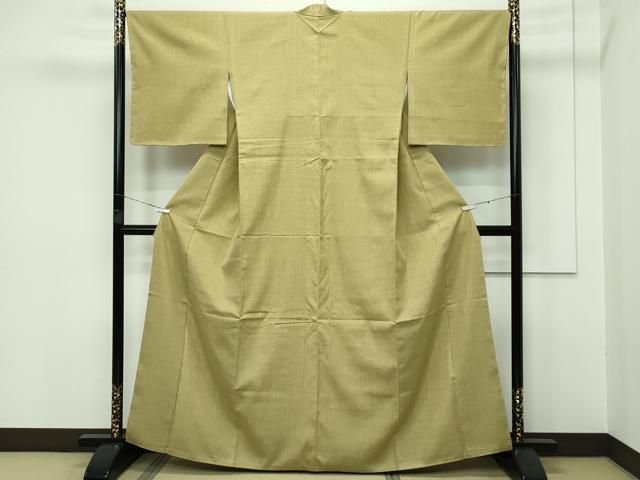 平和屋本店□極上 本場結城紬 重要無形文化財 色無地 桑染色 さが美