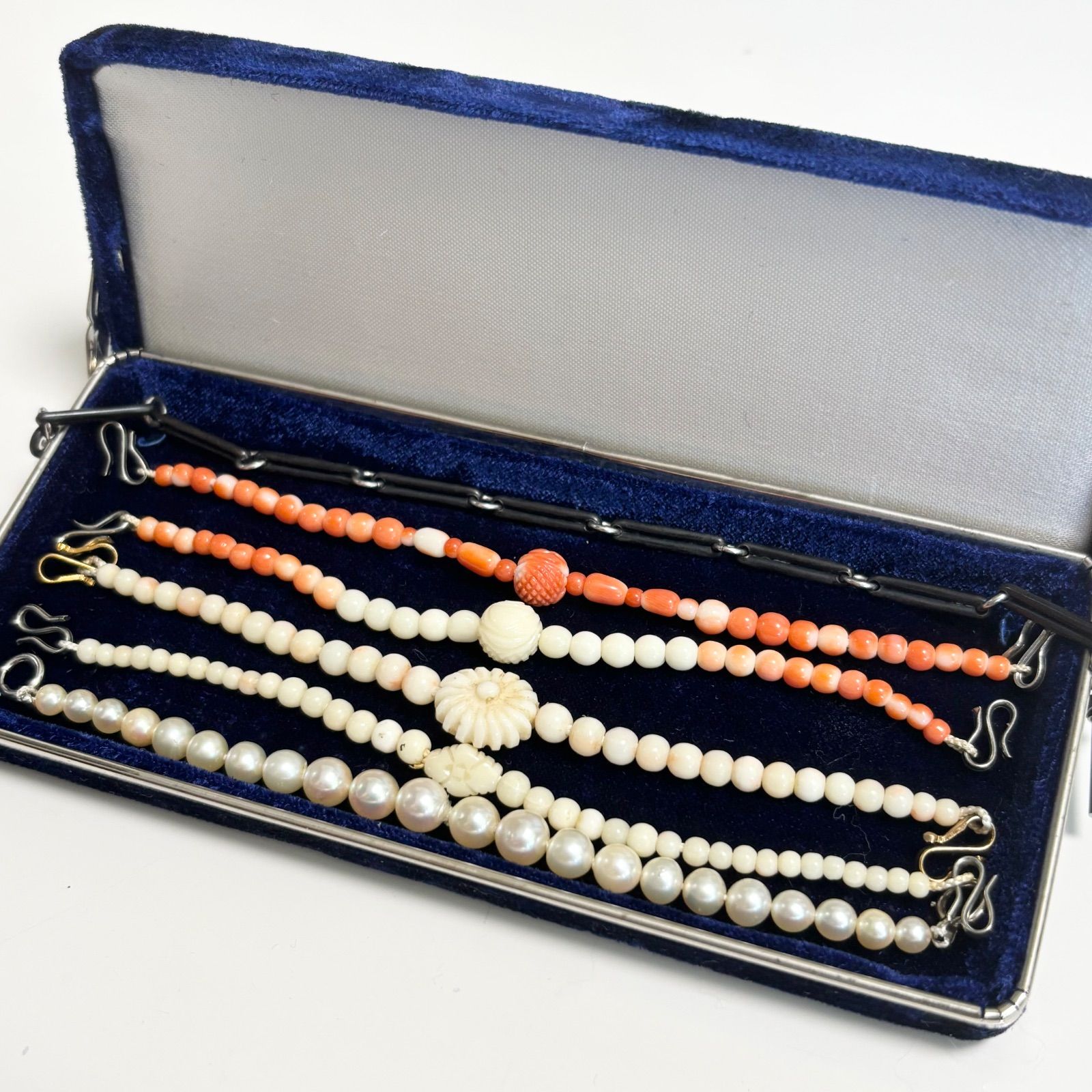 羽織紐 珊瑚 サンゴ 真珠 6点セット 和装小物 品 アンティーク