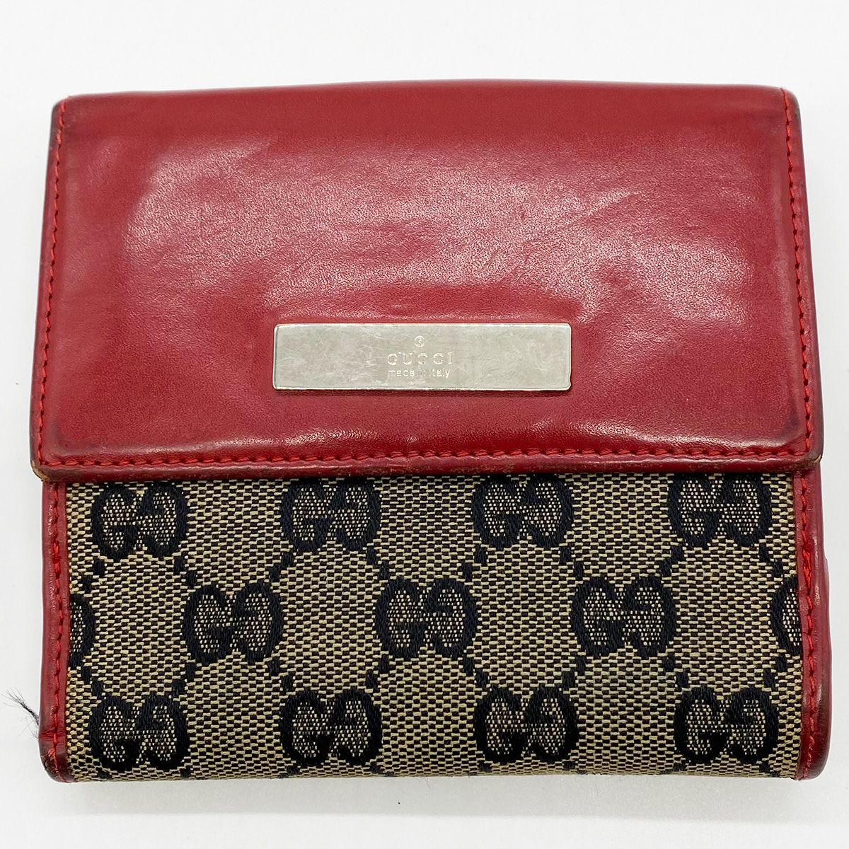 GUCCI グッチ 035 2091 二つ折り財布 レッド×ブラック GGキャンバス