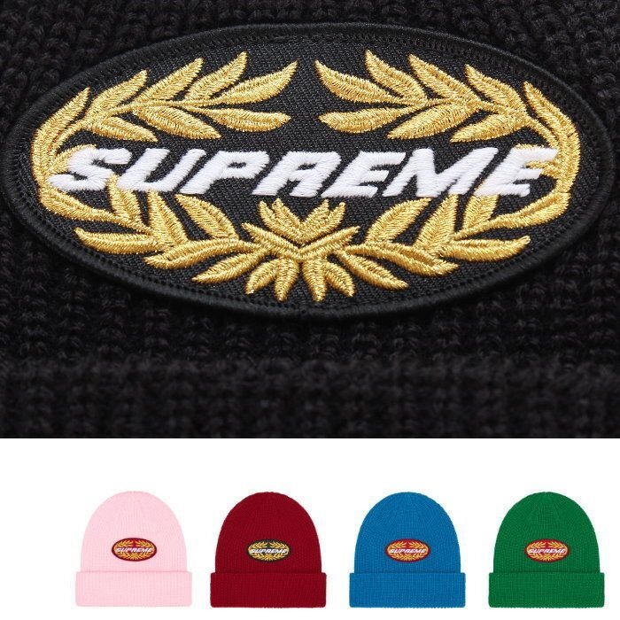 Supreme シュプリーム ターミナル ビーニー ブラック フリーサイズ Terminal Beanie クラウン ロゴ刺繍パッチ ニット帽 キャップ 帽子 ハット メンズ レディース ユニセックス