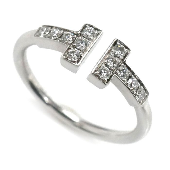 TIFFANY-Co. ティファニー K18WG ホワイトゴールド Tワイヤー ダイヤ リング 指輪 60147237 ダイヤモンド 8号 2.3g レディース