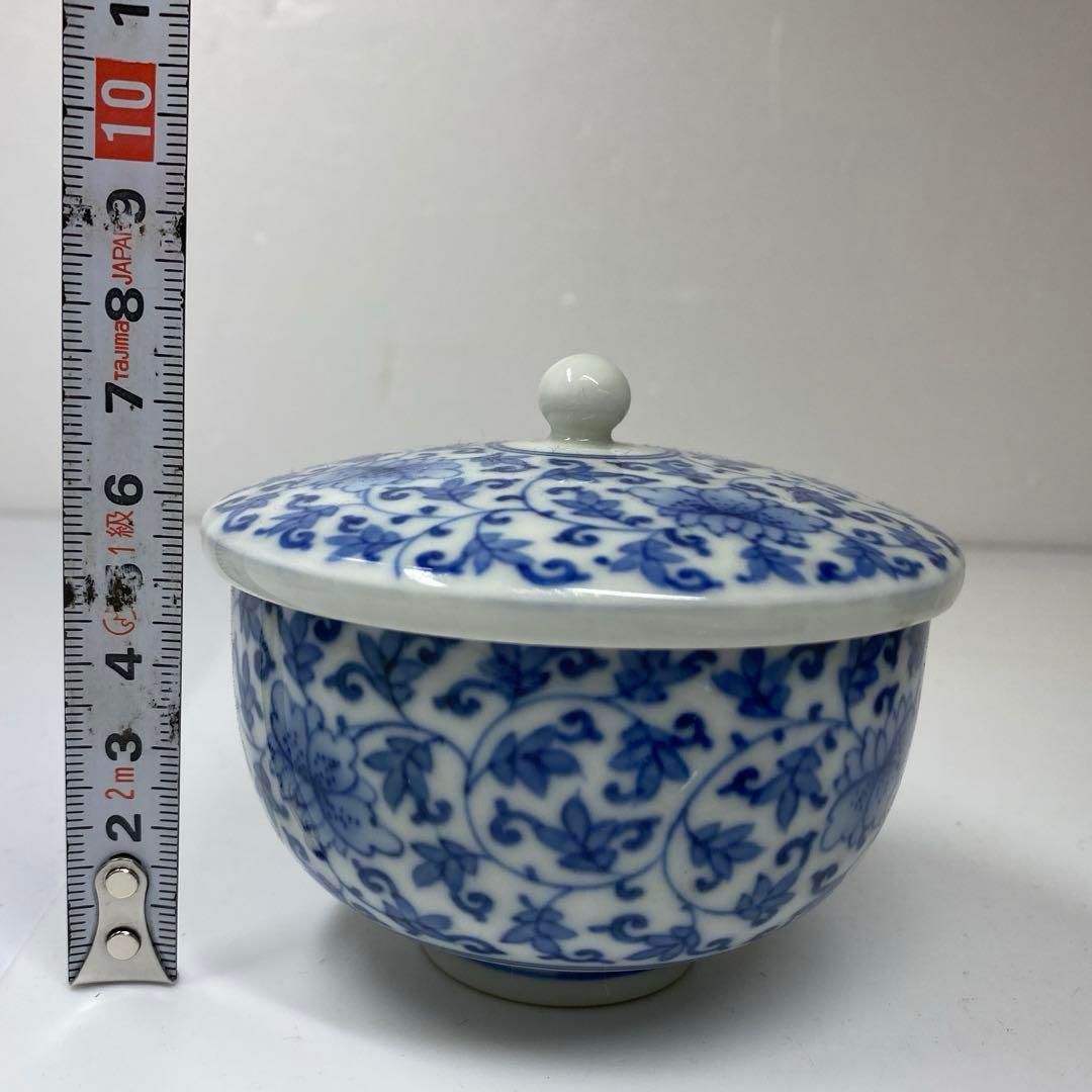 花唐草図蓋茶碗6客と蓋3点共箱東Y6-1120 トヒエル