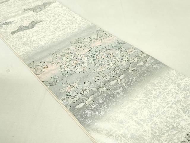 平和屋着物●石川県指定無形文化財　牛首紬　白山工房　手織り　全通柄袋帯　辻が花　間道　金彩　正絹　逸品　DAAY0363ob 平和屋着物○石川県指定無形文化財 牛首紬 白山工房 手織り 全通柄袋帯