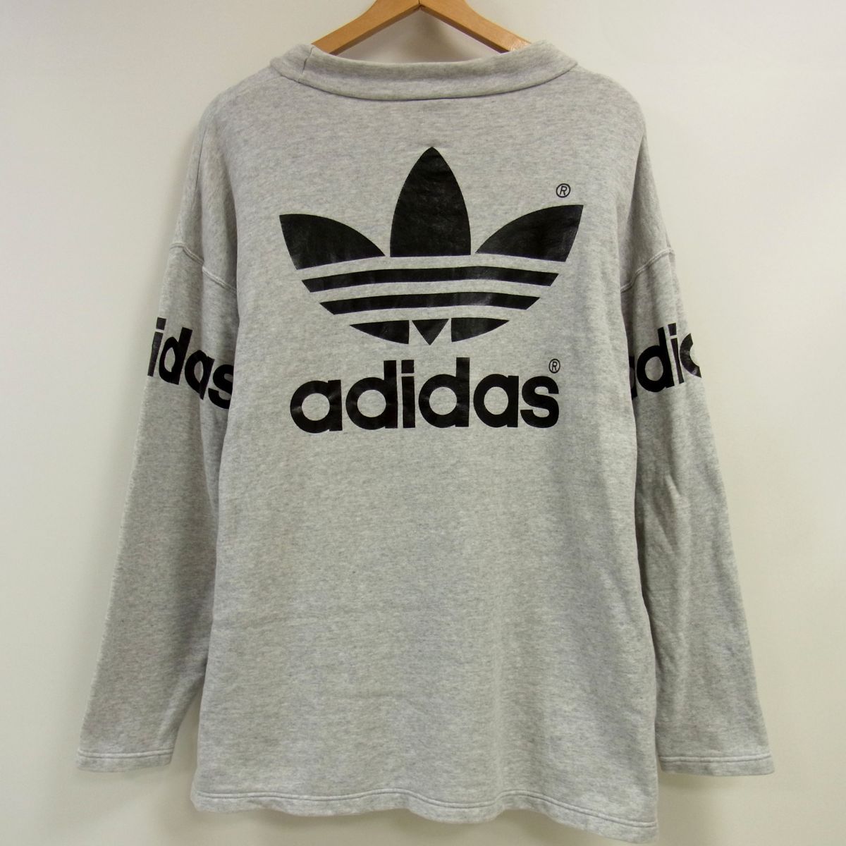 90s 銀タグ ヴィンテージ adidas アディダス 両面プリント ビッグ 