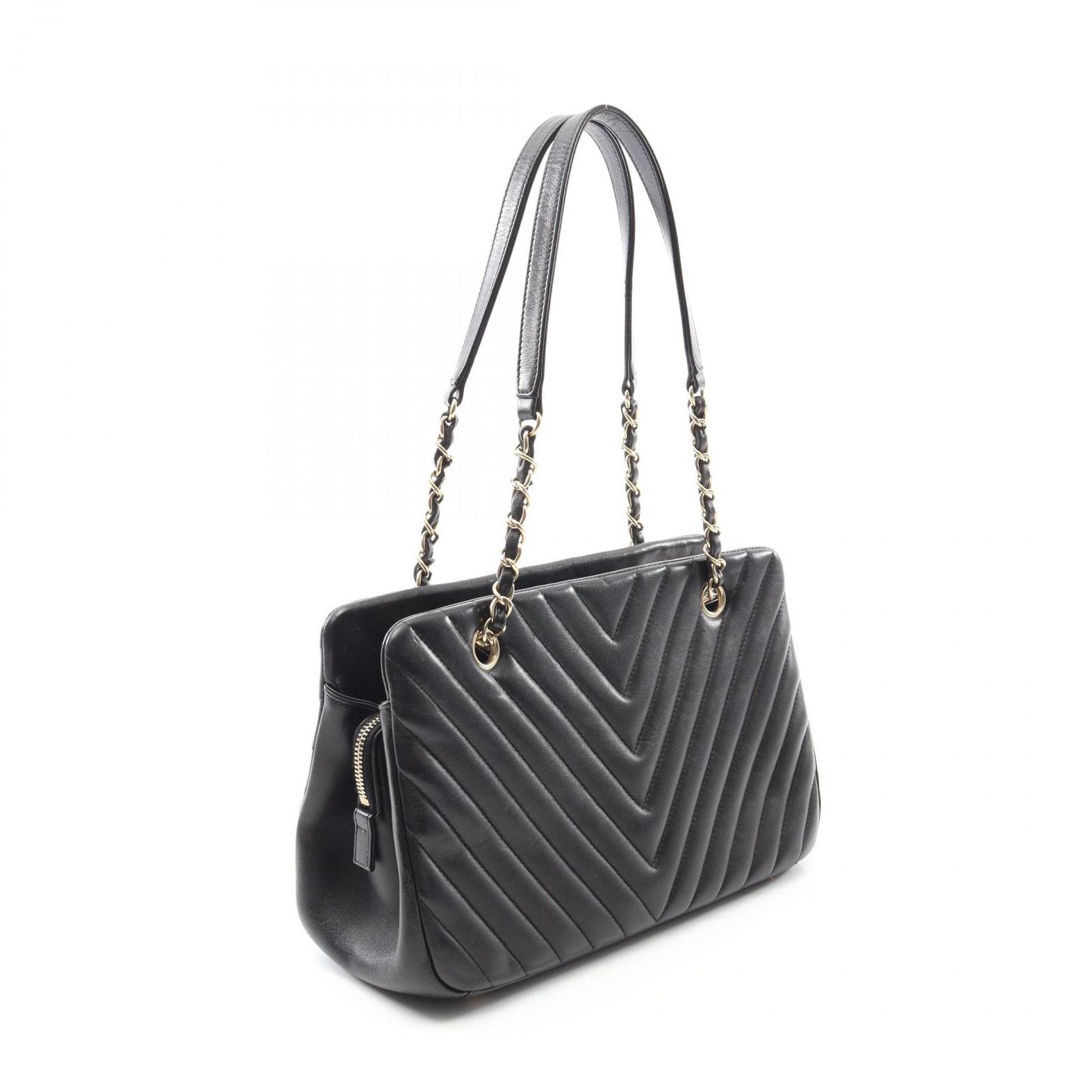 CHANEL シャネル Vステッチ ラムスキン ロゴ ハンドバッグ トートバッグ CHANEL シャネル Vステッチ ラムスキン ロゴ ハンドバッグ