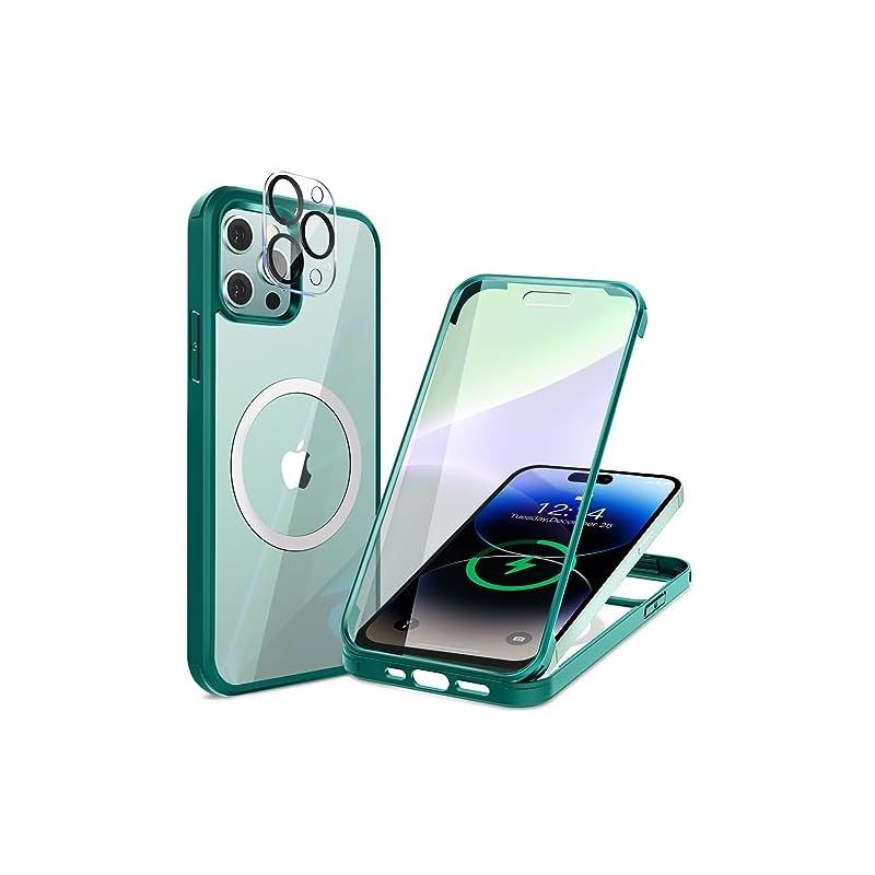 【両面強化ガラス・驚異的な耐衝撃性】HAUTRKBG iPhone 15 用 ケース クリア 全面保護 [MagSafe対応] [カメラフイルムを贈]信号干渉なし ソフトTPUバンパー マグセーフ ワイヤレス充電対応 米軍MIL規