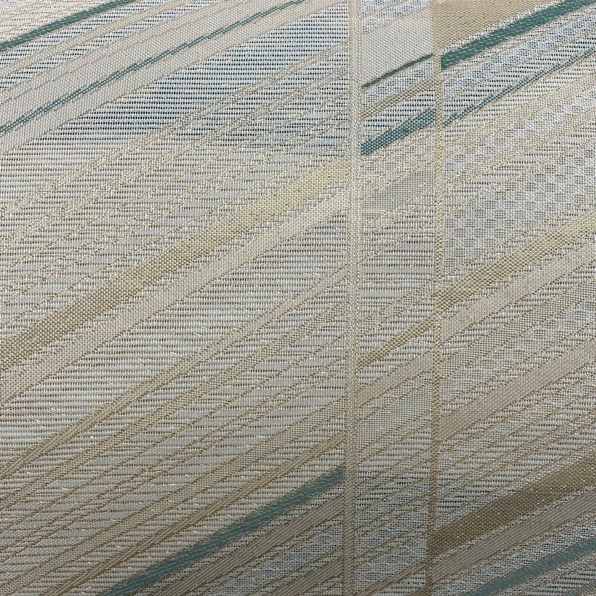 袋帯 秀品 夏帯 絽 斜縞 箔 ベージュ 六通 正絹