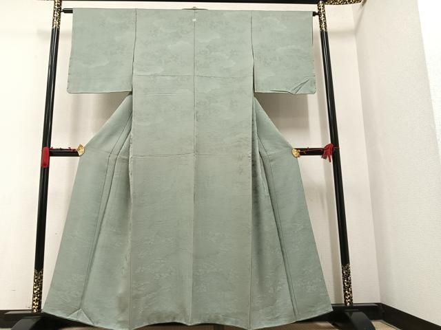 平和屋着物○上質な色無地 枝花地紋 薄梅鼠色 正絹