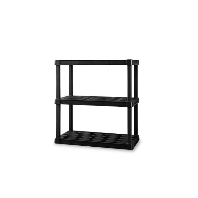 アイリスオーヤマ 3段プラスチックラック 組み立て簡単 1分 工具不要 サビない 軽量 棚 耐荷重90kg 幅91.4x奥行45x高さ96.3cm PLR-9143 ブラック