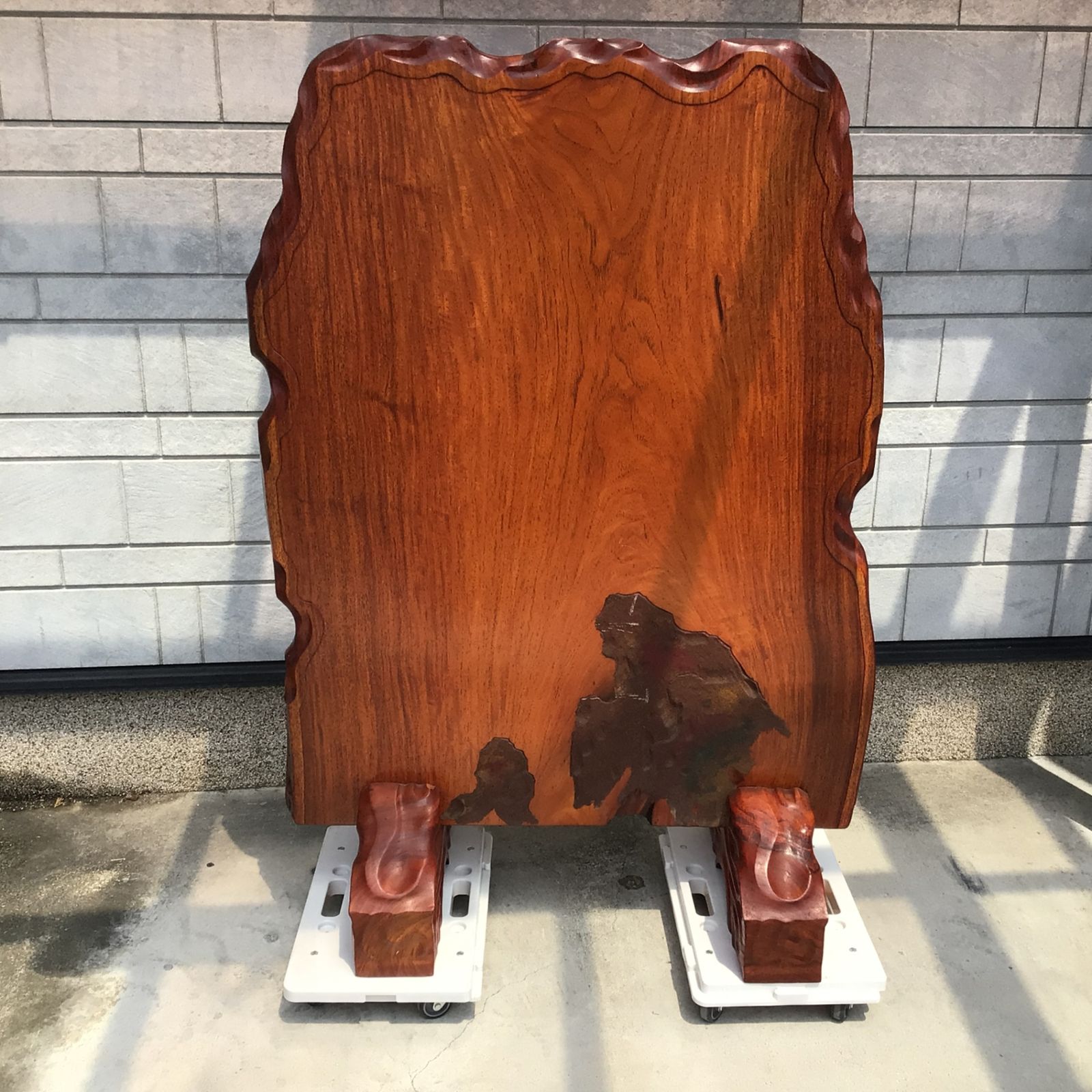 4120 【希少】高堂 讃岐彫 木製大型衝立 鴛鴦（オシドリ） 一枚板 天然