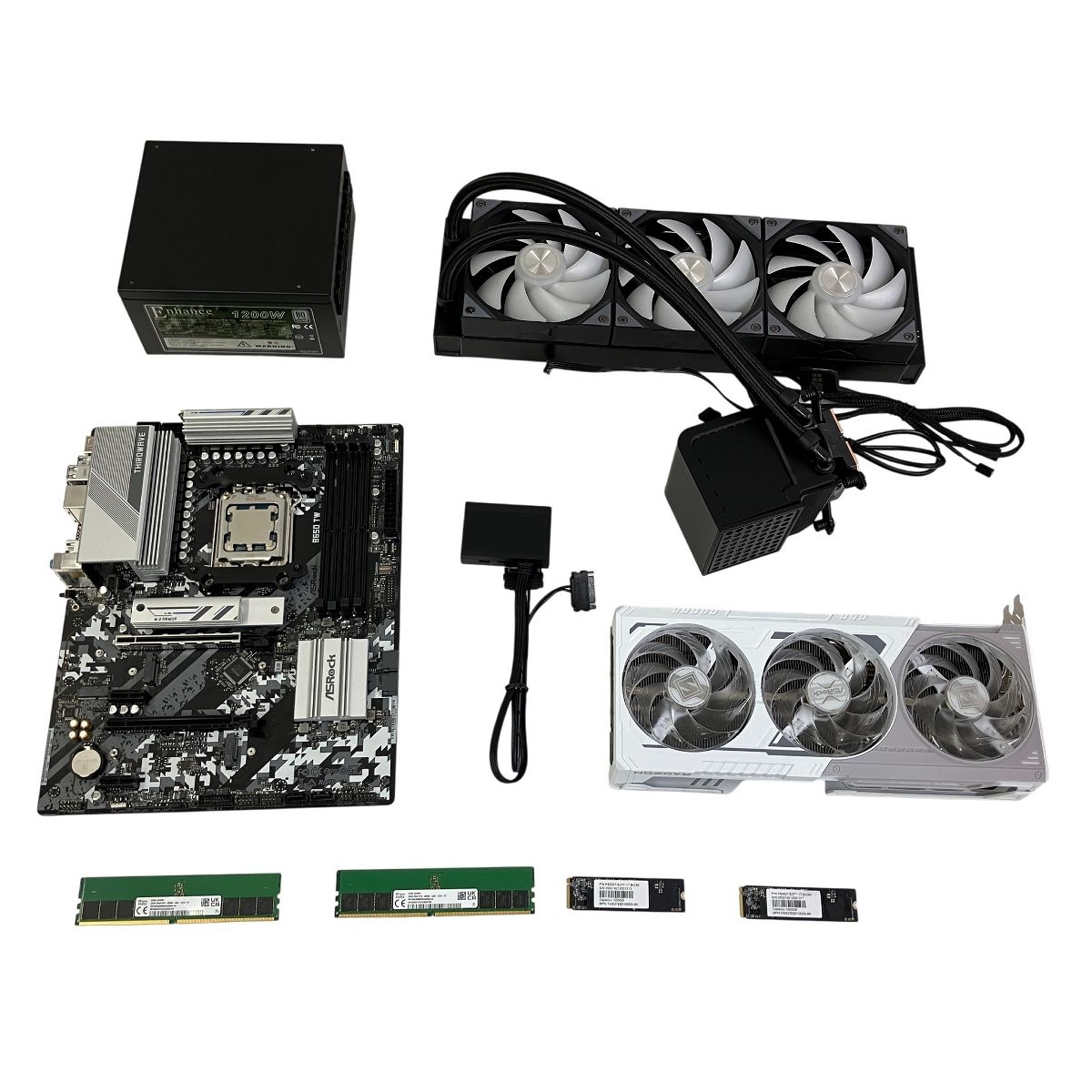 パソコン パーツセット AMD Ryzen 7 9800X 3D 64GB SSD 2TB RX9070XT 水冷CPUクーラー 1200W 電源ユニット T10502692