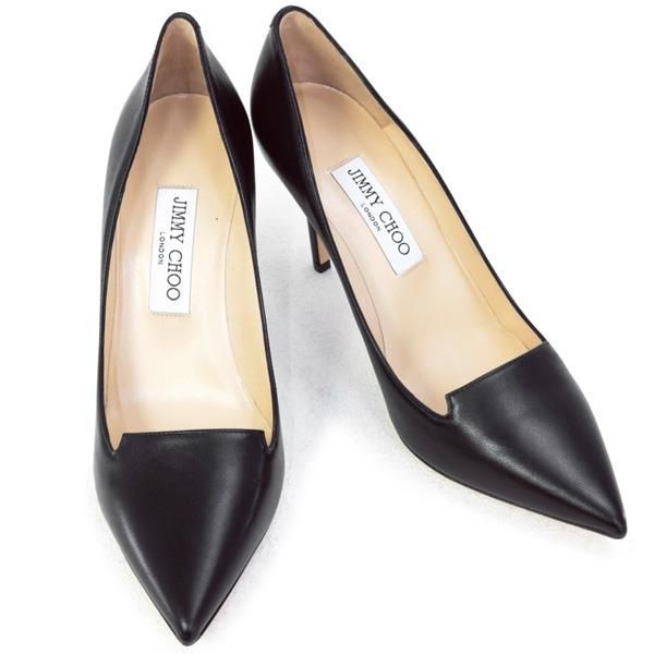 JIMMY CHOO ジミーチュウ ブラック ハイヒール パンプス 36 極美品 JIMMY CHOO ジミーチュウ メッシュ レザー パンプス 黒