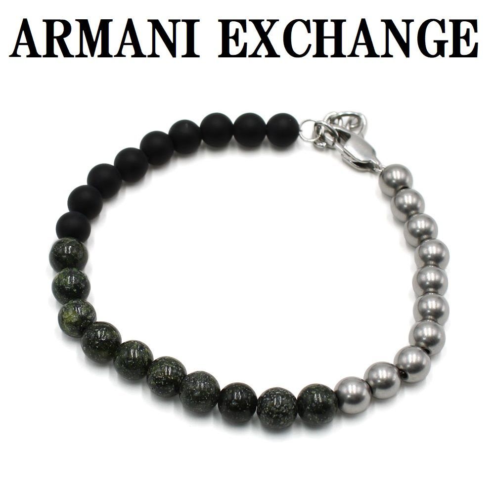 アルマーニ エクスチェンジ ARMANI EXCHANGE AX G0141040 ブレスレット アクセサリー ブレス 腕輪 おしゃれ メンズ シルバー ブラック グリーン