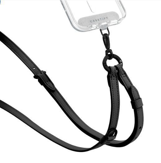 Casetify レザー スマホショルダー ブラック スマホストラップ