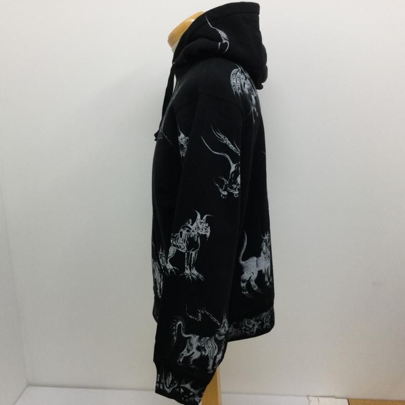 【美品】Supreme パーカー プルオーバー アニマル 総柄 黒 ブラック L Supreme アニマル総柄プリント プルオーバーパーカー スウエット