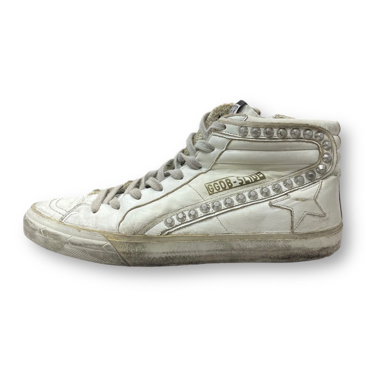 GOLDEN GOOSE サイドジップ スタッズ レザー ハイカット スニーカー 