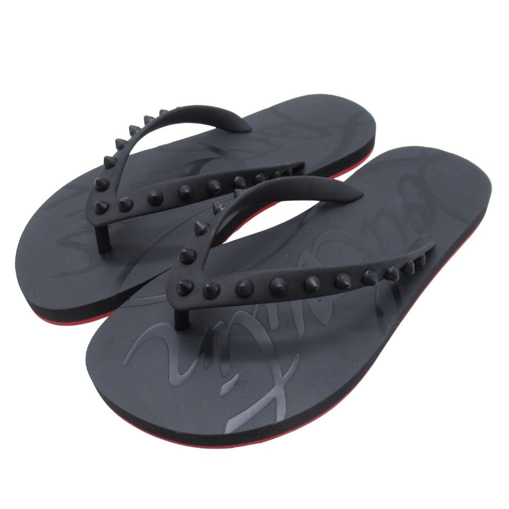 Christian Louboutin クリスチャンルブタン LOUBI FLIP DONNA FLAT RUBB ビーチサンダル フラット シューズ 靴 36 黒 ブラック レディース 古着